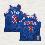 Maglia Allen Iverson NO 3 Philadelphia 76ers Throwback Asian Heritage 1996-97 Blu