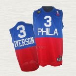 Maglia Allen Iverson NO 3 Philadelphia 76ers Throwback Blu Rosso