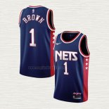Maglia Bruce Brown NO 1 Brooklyn Nets Citta 2021-22 Blu