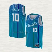 Maglia Ish Smith NO 10 Charlotte Hornets Citta 2021-22 Blu