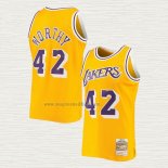 Maglia James Worthy NO 42 Los Angeles Lakers Mitchell & Ness 1984-85 Giallo