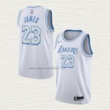 Maglia Lebron James NO 23 Los Angeles Lakers Citta 2020-21 Bianco