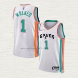 Maglia Lonnie Walker NO 1 San Antonio Spurs Citta 2021-22 Bianco