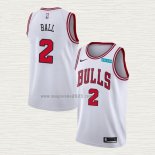 Maglia Lonzo Ball NO 2 Chicago Bulls Association 2021 Bianco