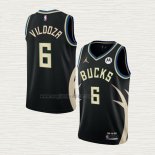 Maglia Luca Vildoza NO 6 Milwaukee Bucks Statement 2022-23 Nero