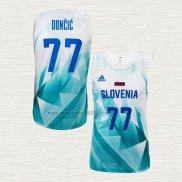 Maglia Luka Doncic NO 77 Slovenia Tokyo 2021 Bianco