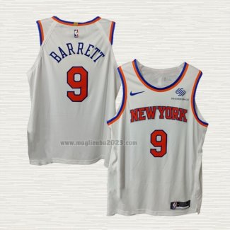 Maglia RJ Barrett NO 9 New York Knicks Association Autentico Bianco