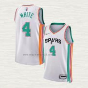 Maglia Derrick White NO 4 San Antonio Spurs Citta 2021-22 Bianco