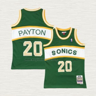 Maglia Gary Payton NO 20 Bambino Seattle SuperSonics Throwback Historic Verde