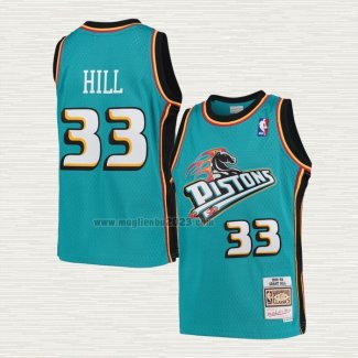 Maglia Grant Hill NO 33 Bambino Detroit Pistons Hardwood Classics Mitchell & Ness 1998-99 Verde