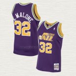 Maglia Karl Malone NO 32 Utah Jazz Mitchell & Ness 1991-92 Viola