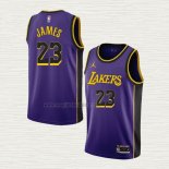 Maglia LeBron James NO 23 Los Angeles Lakers Statement 2022-23 Viola