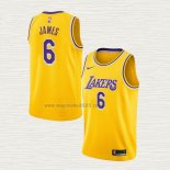 Maglia LeBron James NO 6 Los Angeles Lakers Icon 2021-22 Giallo