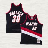 Maglia Rasheed Wallace NO 30 Portland Trail Blazers Hardwood Classics Throwback Nero