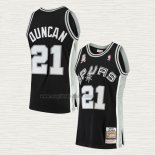 Maglia Tim Duncan NO 21 San Antonio Spurs Mitchell & Ness 2001-02 Nero
