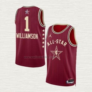 Maglia Zion Williamson NO 1 New Orleans Pelicans All Star 2024 Rosso