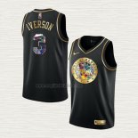 Maglia Allen Iverson NO 3 Philadelphia 76ers Golden Edition 2021-22 Nero
