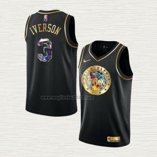 Maglia Allen Iverson NO 3 Philadelphia 76ers Golden Edition 2021-22 Nero