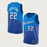 Maglia Khris Middleton NO 22 Milwaukee Bucks Citta 2020-21 Blu
