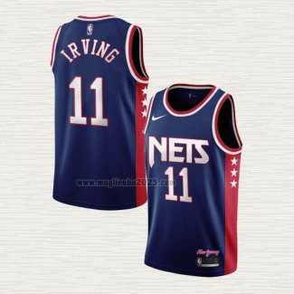 Maglia Kyrie Irving NO 11 Brooklyn Nets Citta 2021-22 Blu