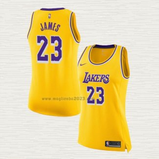 Maglia Lebron James NO 23 Donna Los Angeles Lakers Giallo