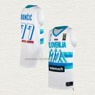 Maglia Luka Doncic NO 77 Slovenia Tokyo 2021 Bianco2
