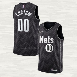 Maglia Brooklyn Nets Personalizzate Earned 2020-21 Nero