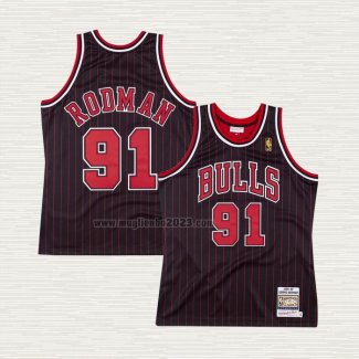 Maglia Dennis Rodman NO 91 Chicago Bulls Mitchell & Ness 1996-97 Nero
