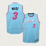 Maglia Dwyane Wade NO 3 Bambino Miami Heat Citta Blu