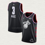 Maglia Dwyane Wade NO 3 Miami Heat All Star 2019 Nero
