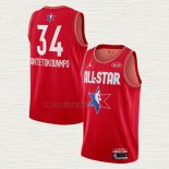 Maglia Giannis Antetokounmpo NO 34 Milwaukee Bucks All Star 2020 Rosso