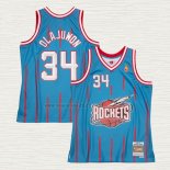 Maglia Hakeem Olajuwon NO 34 Houston Rockets Mitchell & Ness 1996-97 Blu