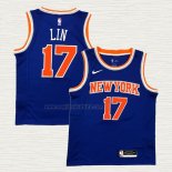 Maglia Jeremy Lin NO 17 New York Knicks Icon Blu