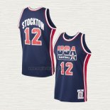 Maglia John Stockton NO 12 USA 1992 Blu