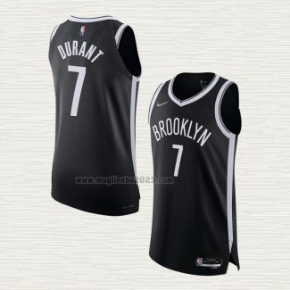 Maglia Kevin Durant NO 7 Brooklyn Nets Icon Autentico Nero