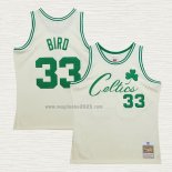 Maglia Larry Bird NO 33 Boston Celtics Mitchell & Ness Chainstitch Crema