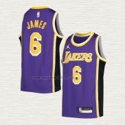 Maglia LeBron James NO 6 Bambino Los Angeles Lakers Statement Viola
