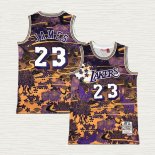 Maglia Lebron James NO 23 Los Angeles Lakers Mitchell & Ness Lunar New Year Viola