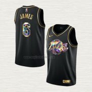 Maglia Lebron James NO 6 Los Angeles Lakers Golden Edition 2021-22 Nero