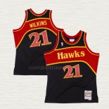 Maglia Dominique Wilkins NO 21 Atlanta Hawks Mitchell & Ness 1986-87 Nero
