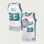 Maglia Grant Hill NO 33 Detroit Pistons Mitchell & Ness 1998-99 Bianco