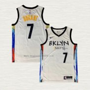 Maglia Kevin Durant NO 7 Brooklyn Nets Citta 2020-21 Bianco