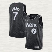 Maglia Kevin Durant NO 7 Brooklyn Nets Earned 2020-21 Nero