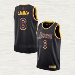 Maglia LeBron James NO 6 Los Angeles Lakers Earned 2021-22 Nero
