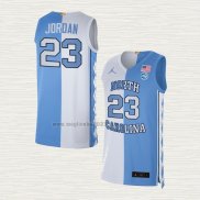 Maglia Michael Jordan NO 23 NCAA North Carolina Split Tar Heels Blu Bianco