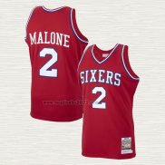 Maglia Moses Malone NO 2 Philadelphia 76ers Mitchell & Ness 1982-83 Rosso