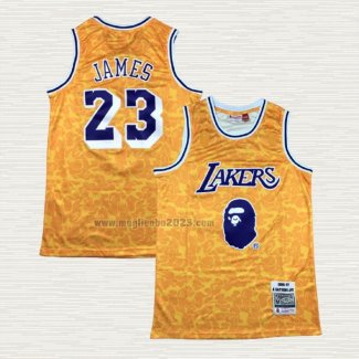 Maglia NO 23 Los Angeles Lakers Mitchell & Ness Bape Giallo