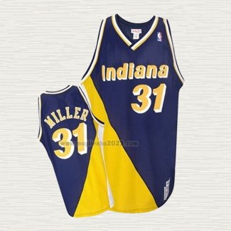 Maglia Reggie Miller NO 31 Indiana Pacers Throwback Bianco Blu Giallo