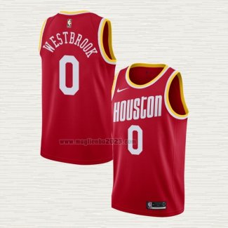Maglia Russell Westbrook NO 0 Houston Rockets Hardwood Classics Rosso