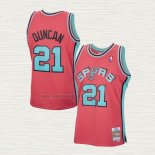 Maglia Tim Duncan NO 21 San Antonio Spurs Mitchell & Ness 1998-99 Rosa
